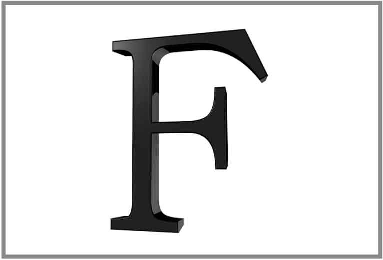 letra F en 3d negro